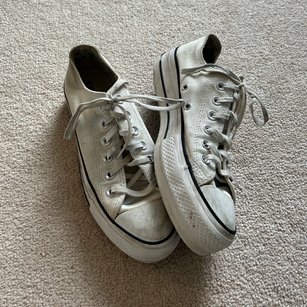 white low top platform converse